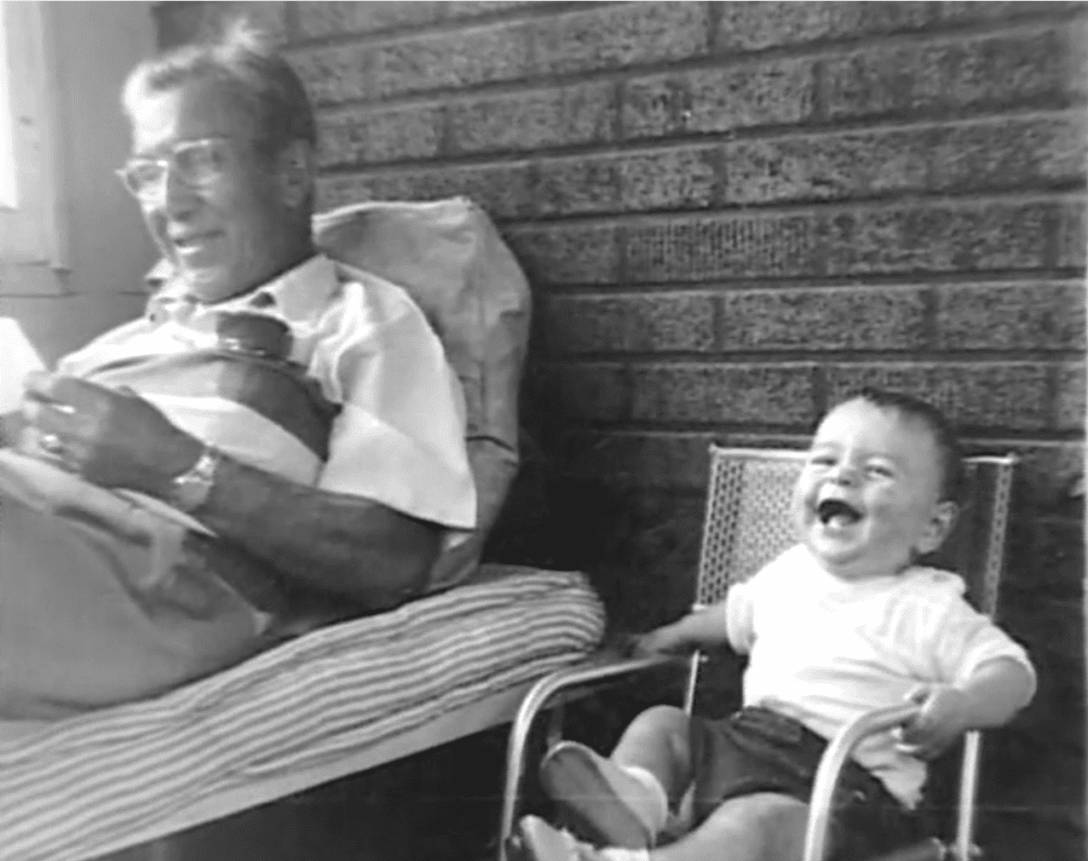 Alwyn Morris as a Child with his Grandpa Tom