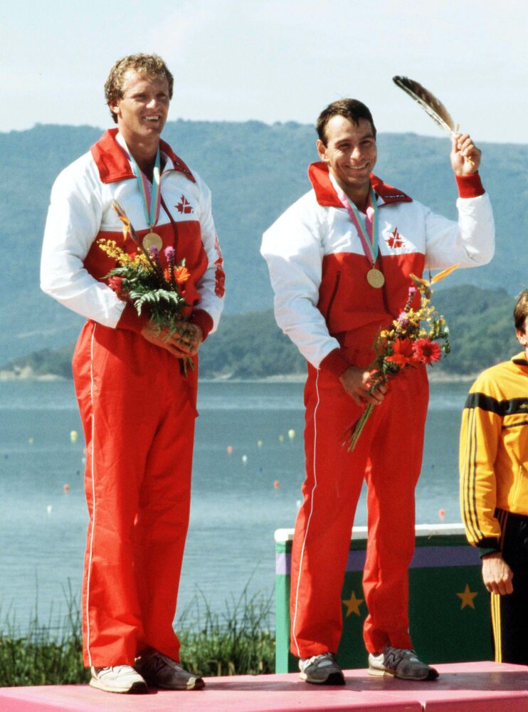 Alwyn Morris with Hugh Fisher 1984 Olympic games podium